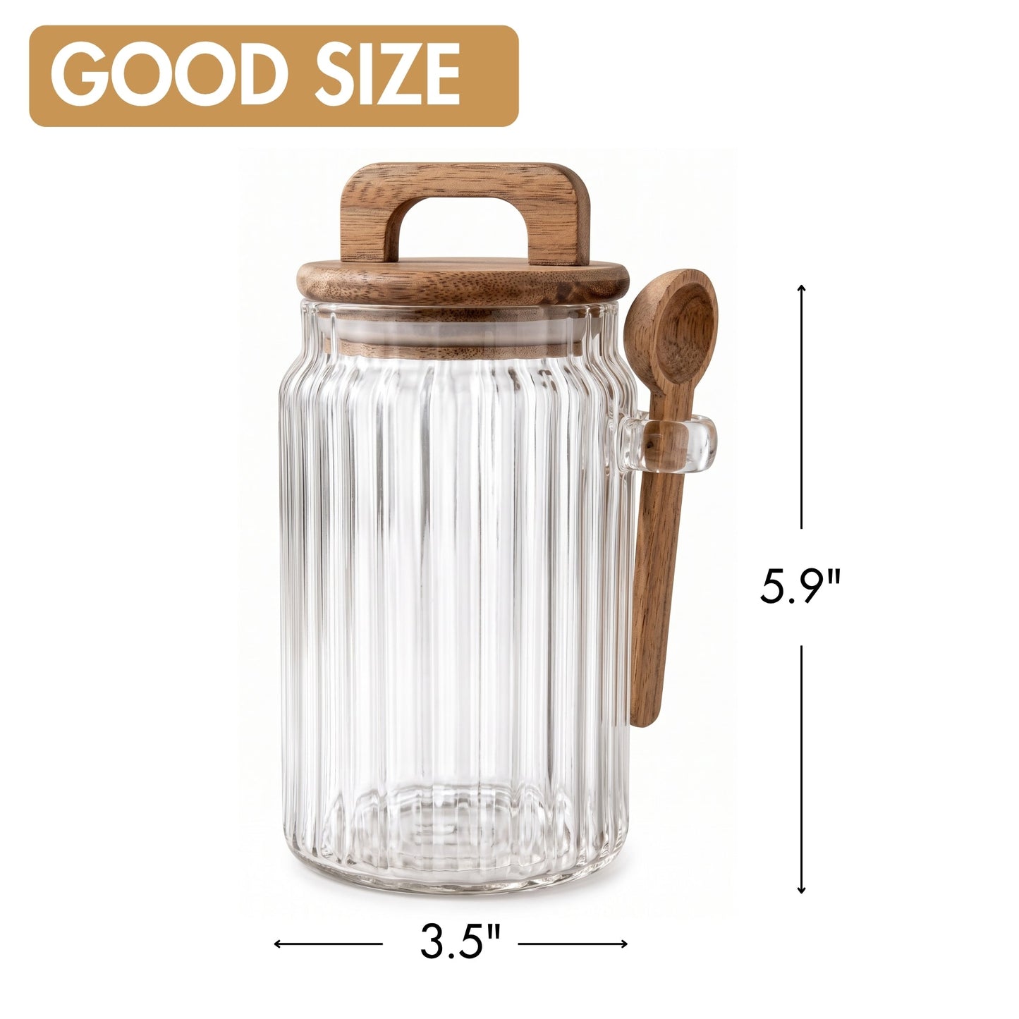 Borosilicate Glass Jar Airtight with Lid and Spoon — 3 Sizes
