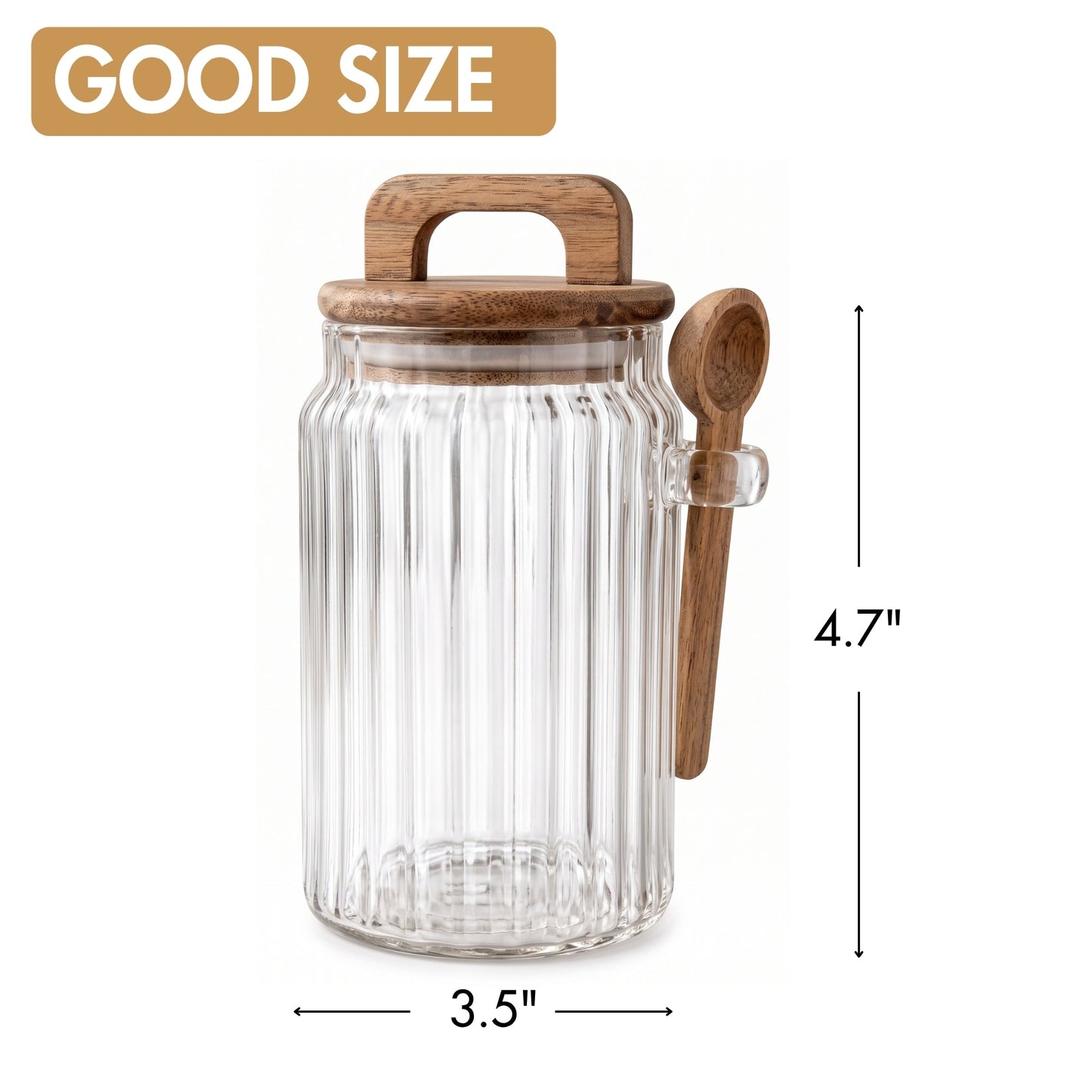 Borosilicate Glass Jar Airtight with Lid and Spoon — 3 Sizes