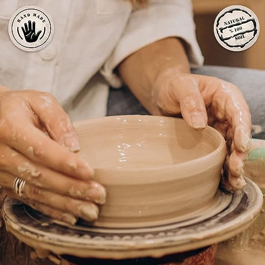 Unglazed Clay Pan Set Handmade — 2 Piece, 6.3x1.2 Inch