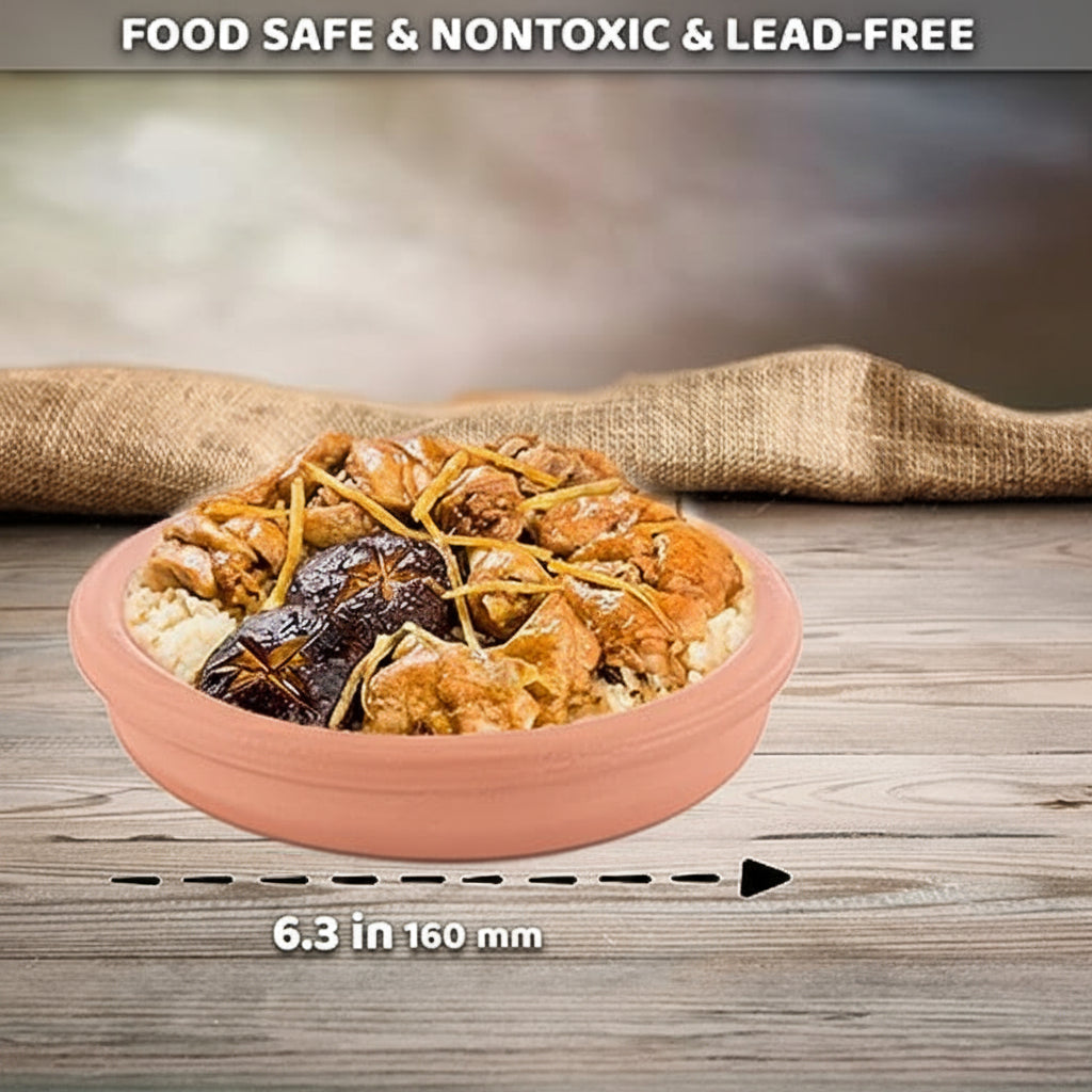 Unglazed Clay Pan Set Handmade — 2 Piece, 6.3x1.2 Inch