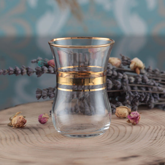 Turkish Tea Glass Set Aida with Gold Trim — Pasabahce, 5.4 Oz, 6 Piece