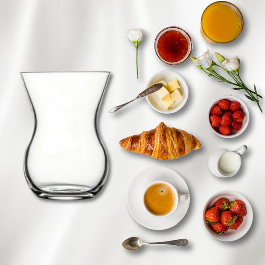 Turkish Tea Cup Set 6 Piece — Pasabahce Crystallin Beykoz, 5 Oz