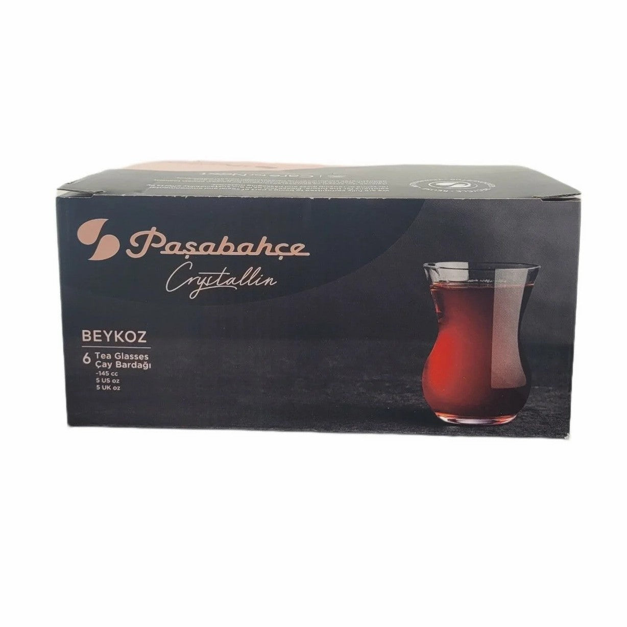 Turkish Tea Cup Set 6 Piece — Pasabahce Crystallin Beykoz, 5 Oz