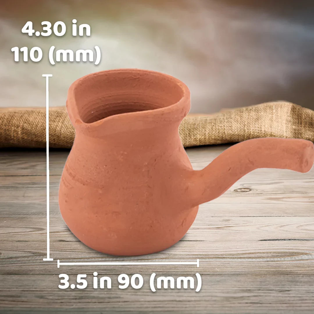Terracotta Turkish Coffee Pot Handmade Clay — 2 Sizes