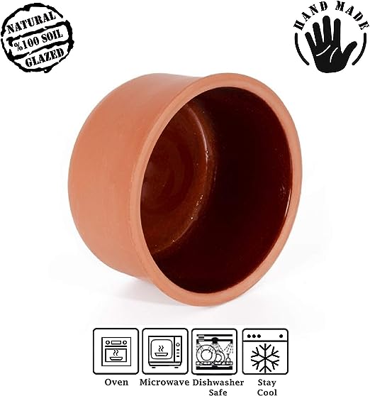 Terracotta Casserole Bowl for Oven — 1.1 Qt Earthenware