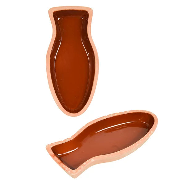 Terracotta Fish Cooking Pan Glazed — 2-Piece Set, 10.5 Inch