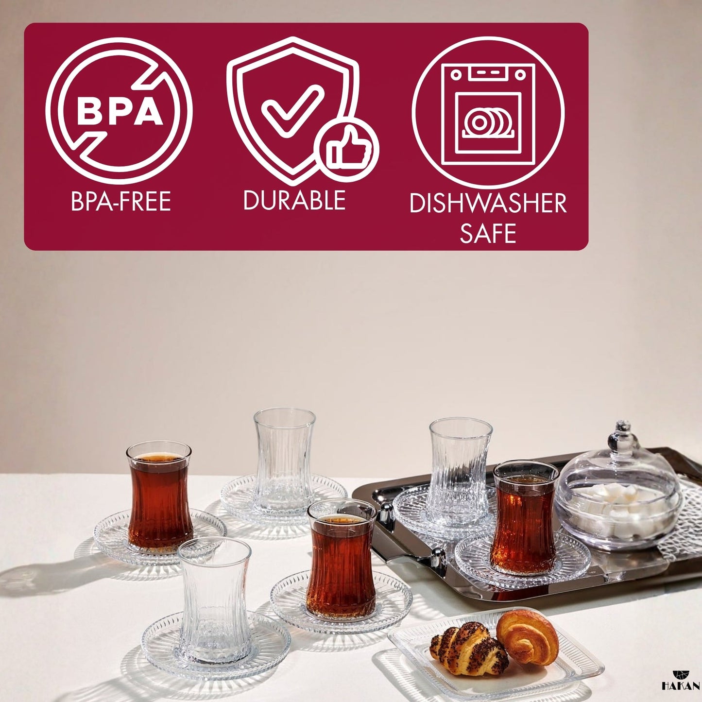 Turkish Tea Glass Set 12 Piece — Tulip Clear Cups