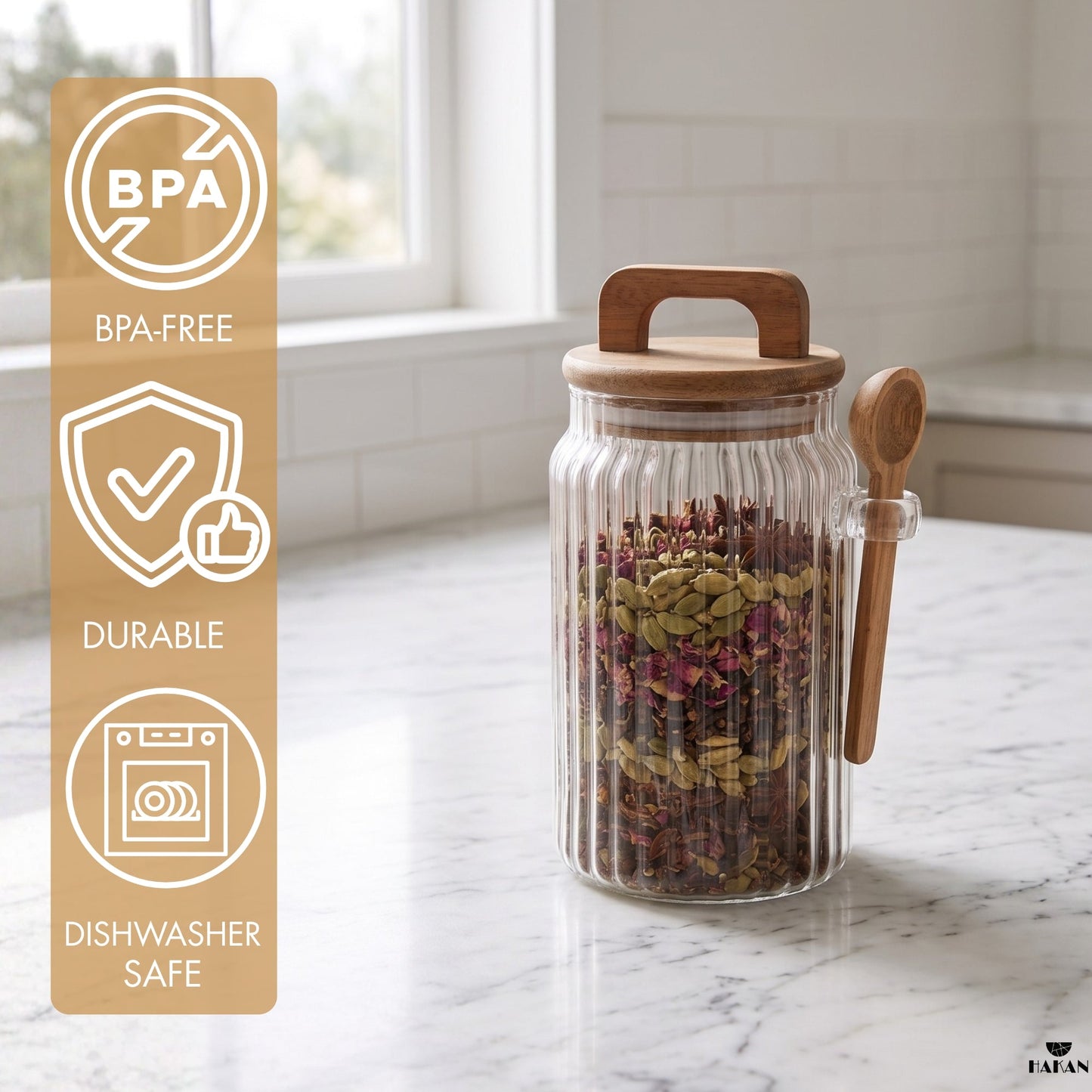 Borosilicate Glass Jar Airtight with Lid and Spoon — 3 Sizes