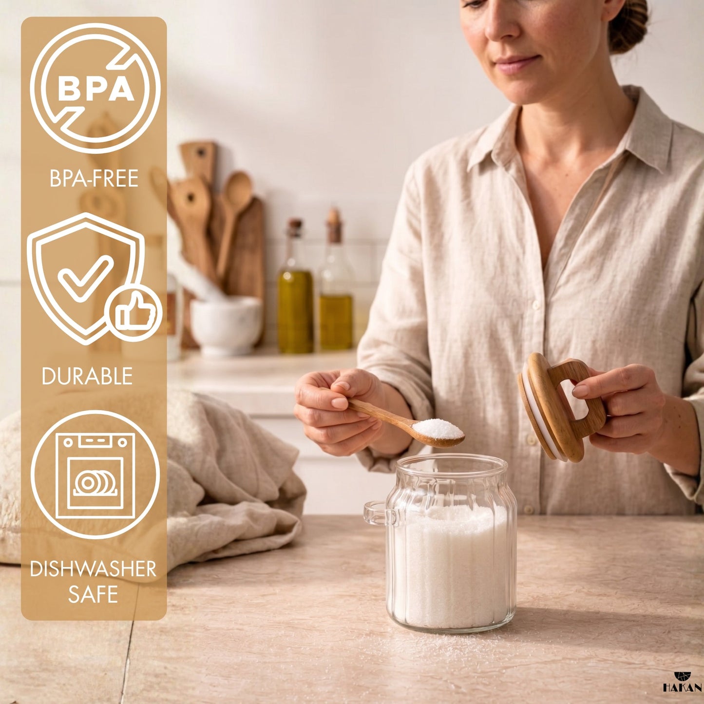 Borosilicate Glass Jar Airtight with Lid and Spoon — 3 Sizes