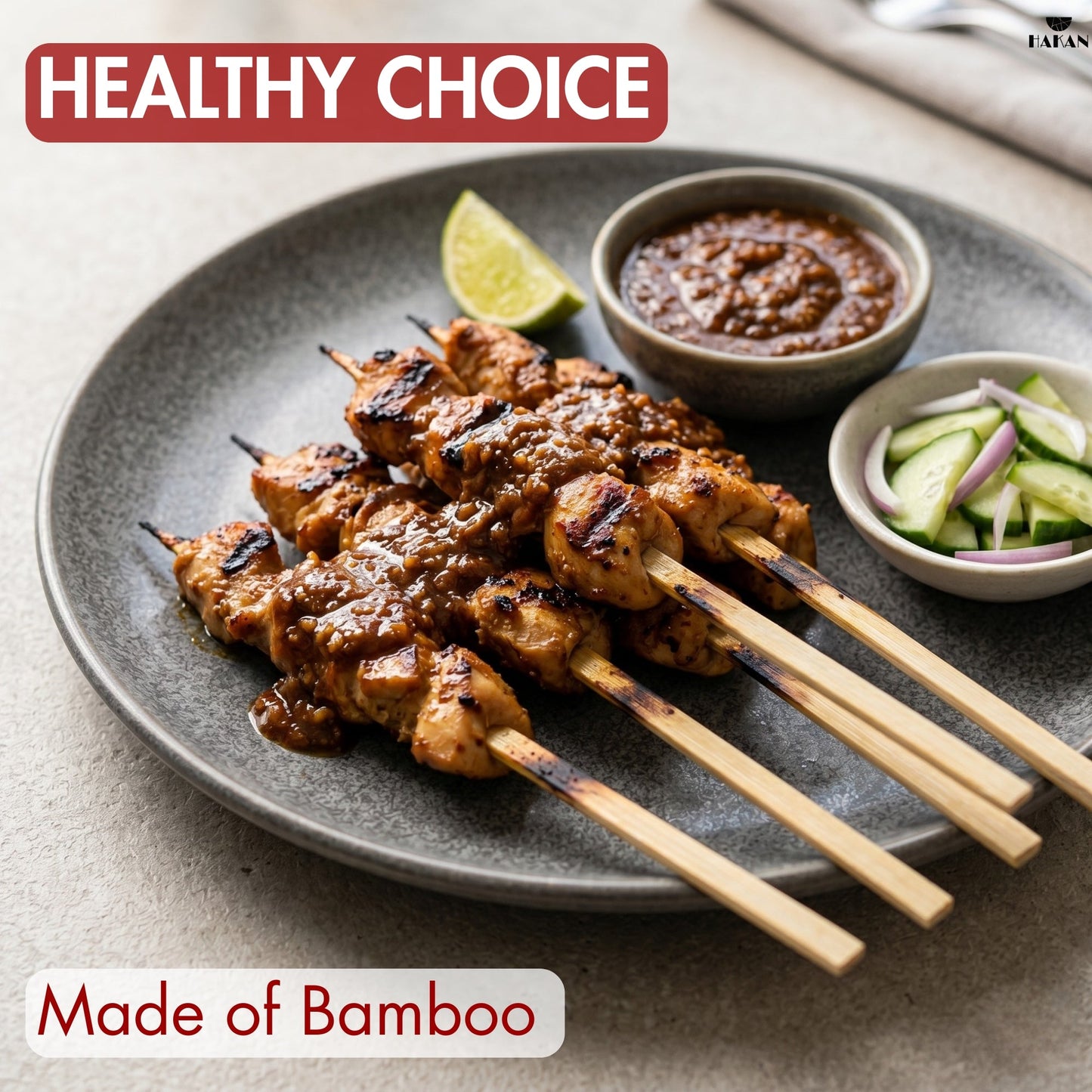 Hakan 9.8”x0.39" Bamboo BBQ Skewers, Flat Kabob Skewers for Grilling, 200 Pcs