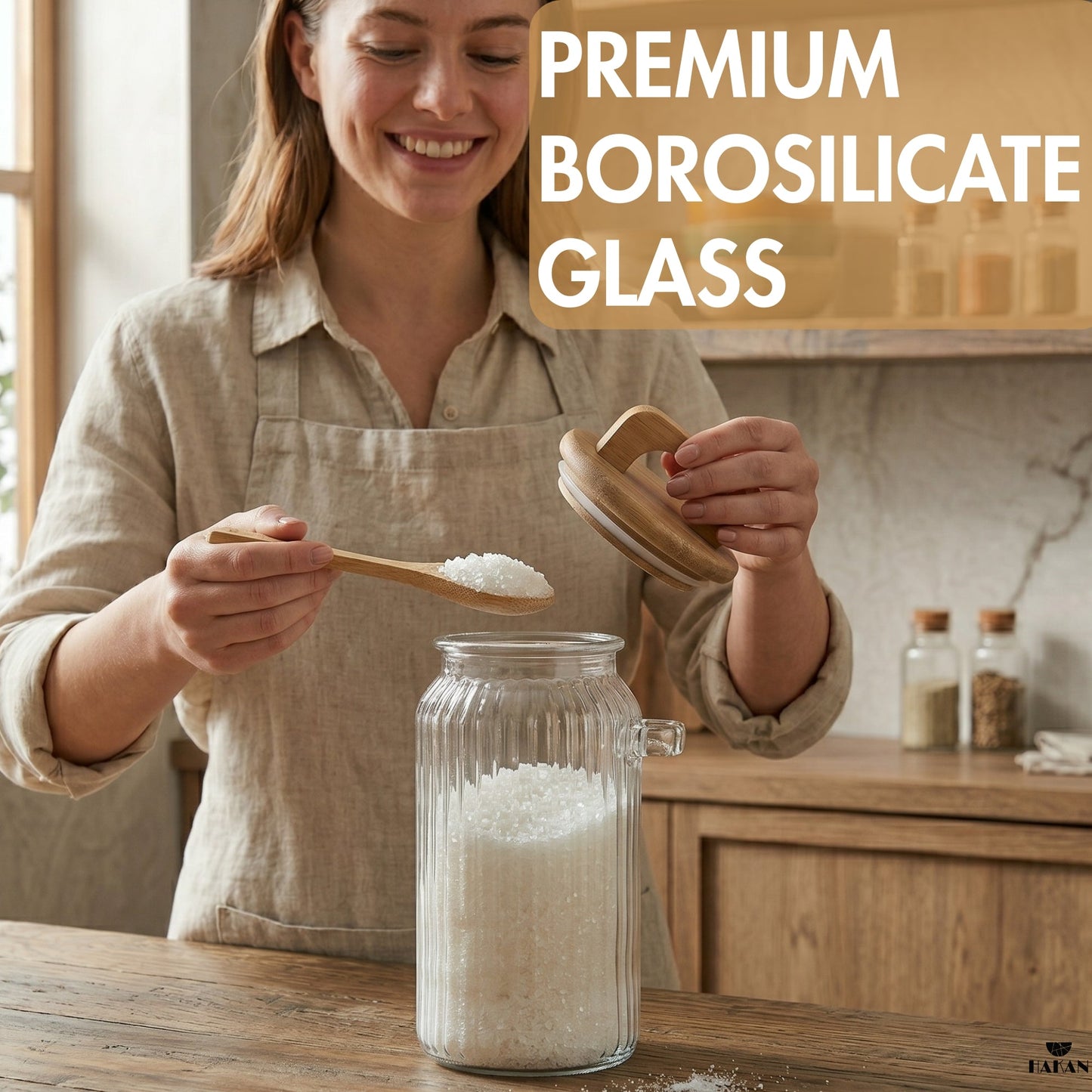 Borosilicate Glass Jar Airtight with Lid and Spoon — 3 Sizes