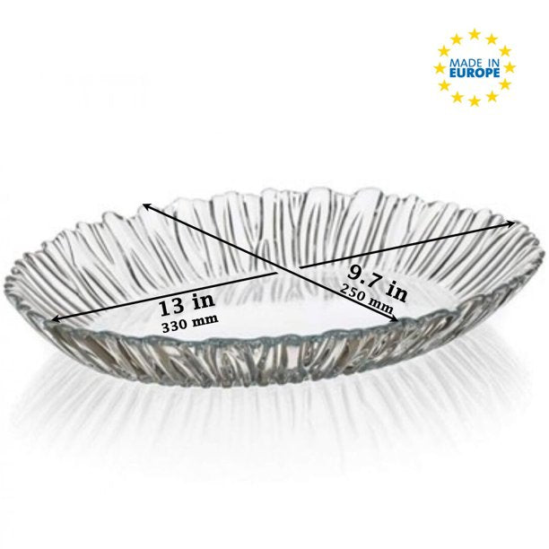 Pasabahce Glass Oval Serving Plate — 13 Inch Salad Dish