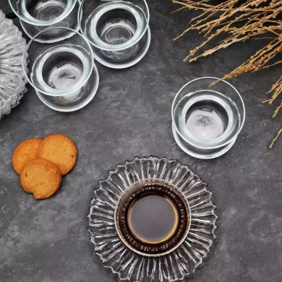 Turkish Tea Cups and Saucers 12 Piece — Pasabahce Aurora, 5.25 Oz