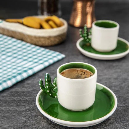 Ceramic Espresso Mug Set 12 Piece — Cactus Design, 3.75 Oz