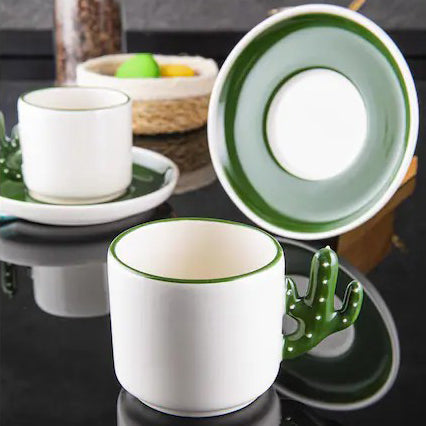 Ceramic Espresso Mug Set 12 Piece — Cactus Design, 3.75 Oz