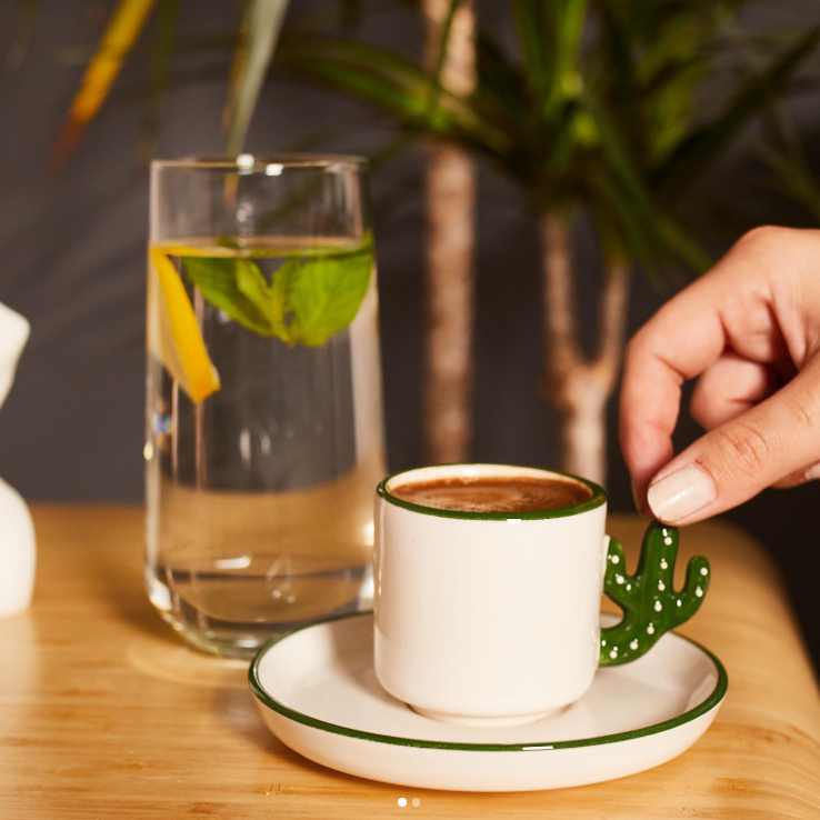 Ceramic Espresso Mug Set 12 Piece — Cactus Design, 3.75 Oz