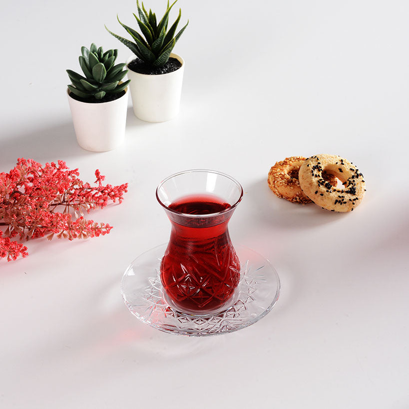 Turkish Tea Cups and Saucers 12 Piece — Pasabahce Timeless Set
