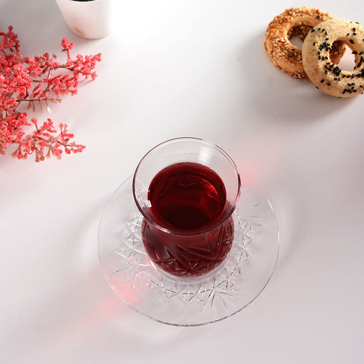 Turkish Tea Cups and Saucers 12 Piece — Pasabahce Timeless Set