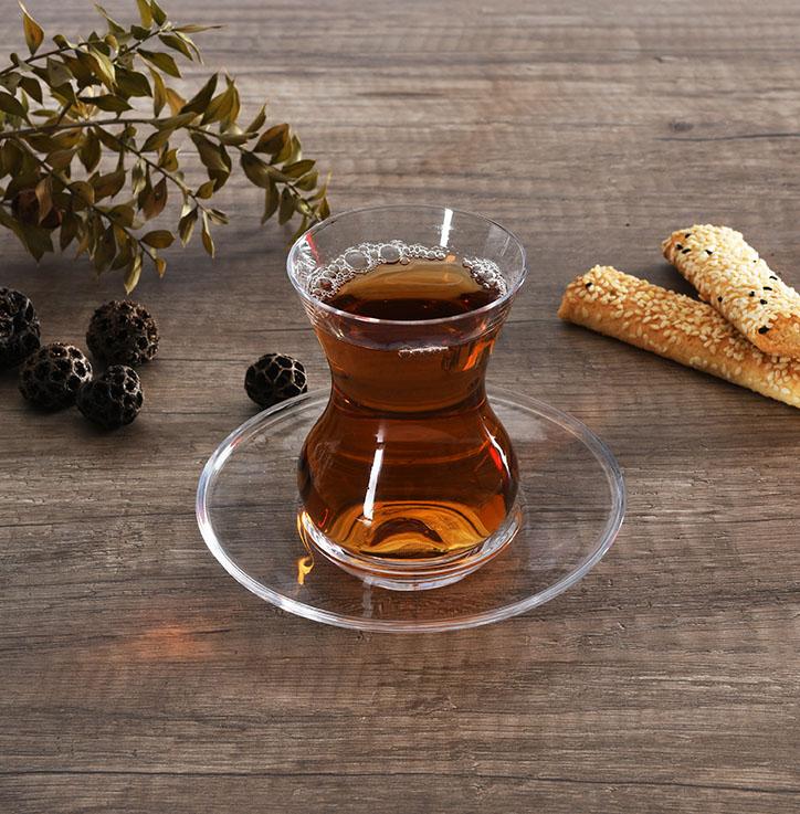 Turkish Tea Cup Set 12 Piece — Pasabahce Crystallin Beykoz, 4.5 Oz