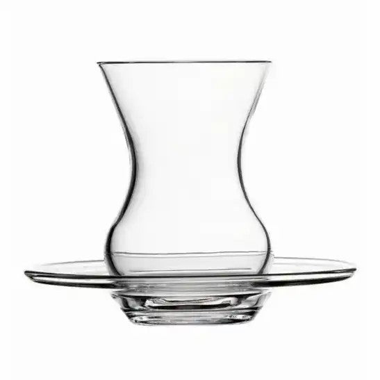 Turkish Tea Cup Set 12 Piece — Pasabahce Crystallin Beykoz, 4.5 Oz