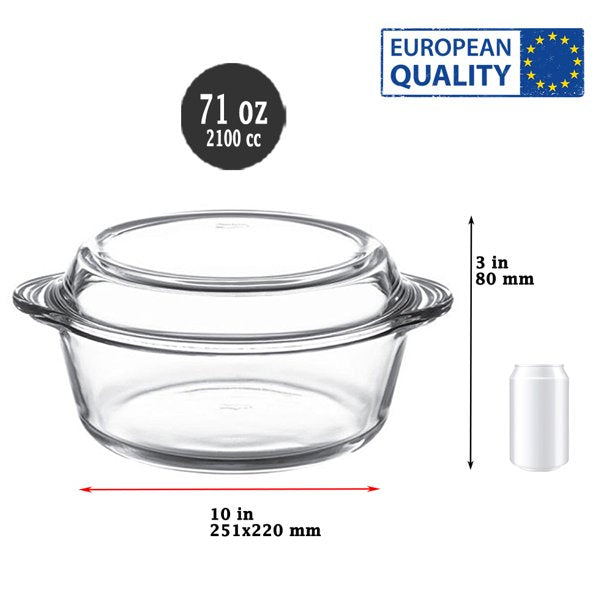 Pasabahce Oven-Safe Glass Casserole Round Baking Dish