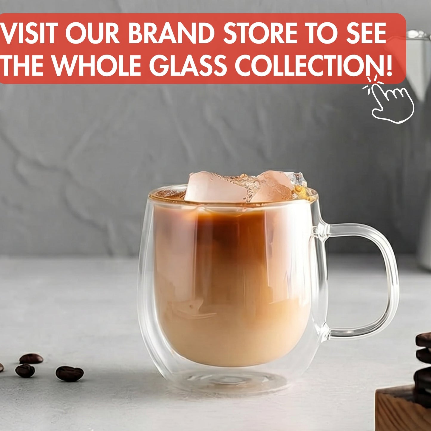 Double Wall Glass Coffee Mug with Handle — 11.8 Oz