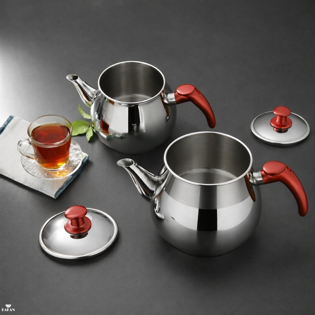 Double Turkish Teapot Set Stainless Steel — Bondy, 3 Sizes