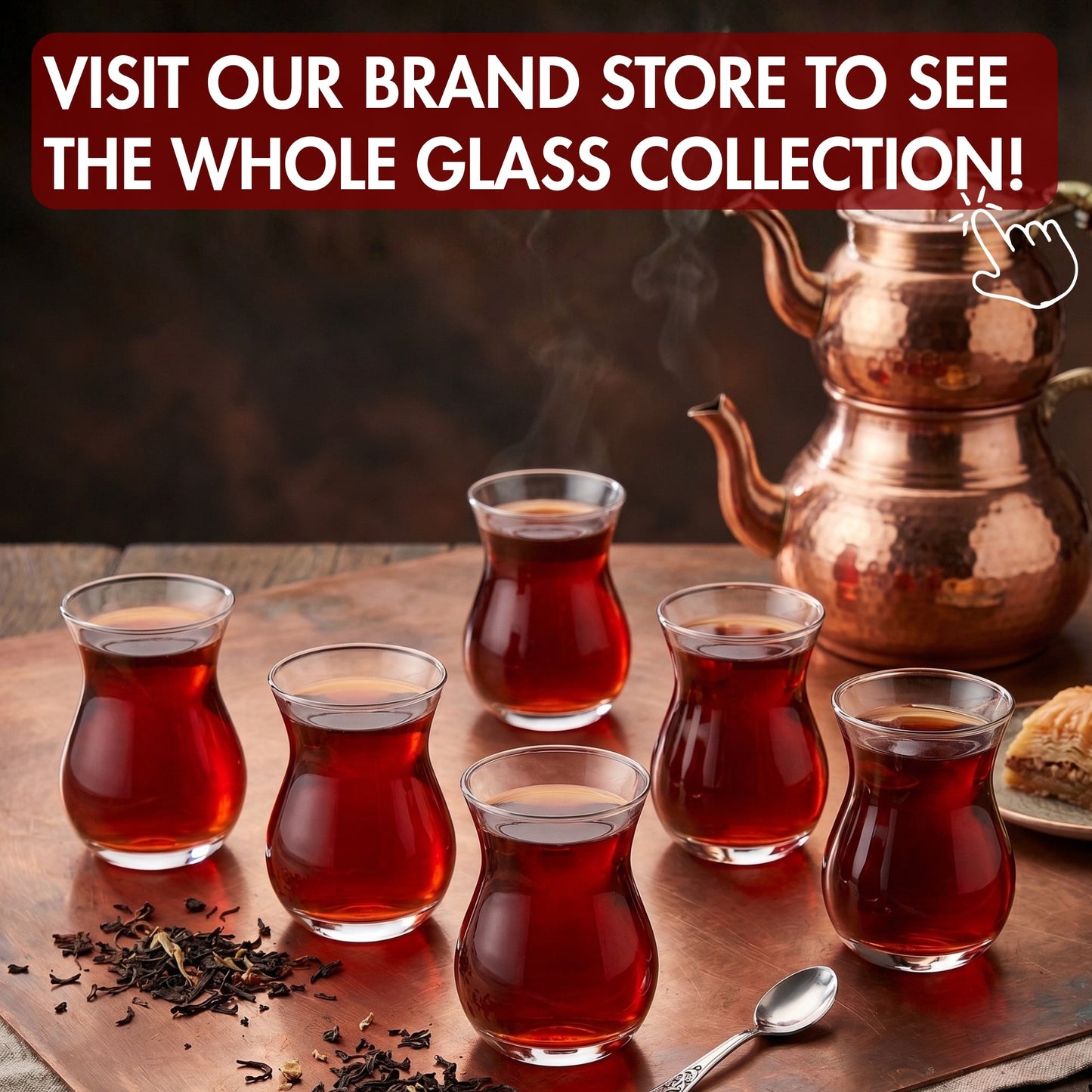 Turkish Tea Glass Set 6 Piece — 6.7 Oz, 3 Designs