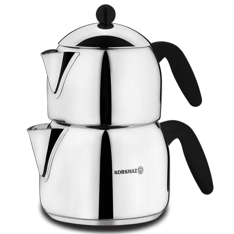 Double Turkish Teapot Set — Korkmaz Orbit, 3 Sizes