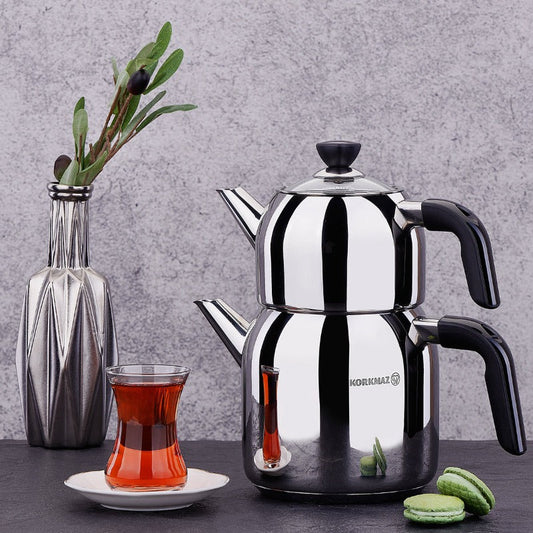 Turkish Teapot Set Stainless Steel — Korkmaz Kappa