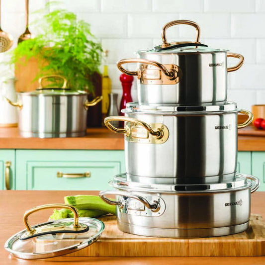 Korkmaz Proline Stainless Steel Cookware Set — 8 Piece