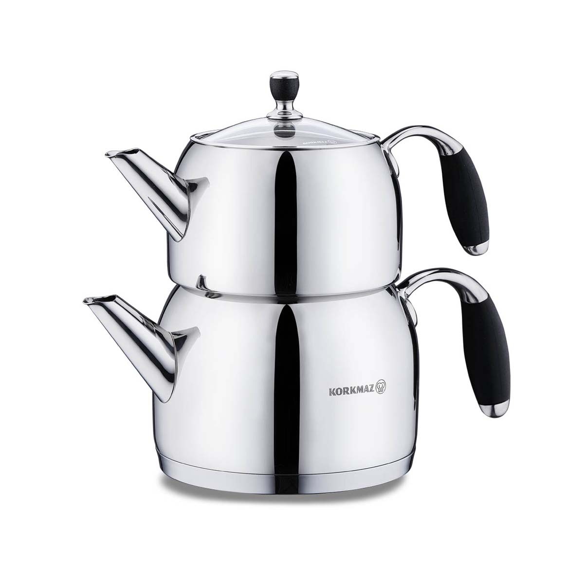 Double Turkish Teapot Set — Korkmaz Flora, 37.2 & 67.6 Oz
