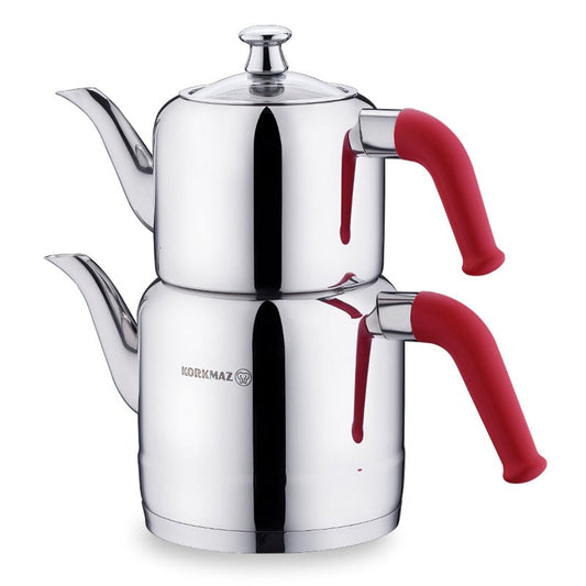 Double Turkish Teapot Set — Korkmaz Riva, 4 Color Options