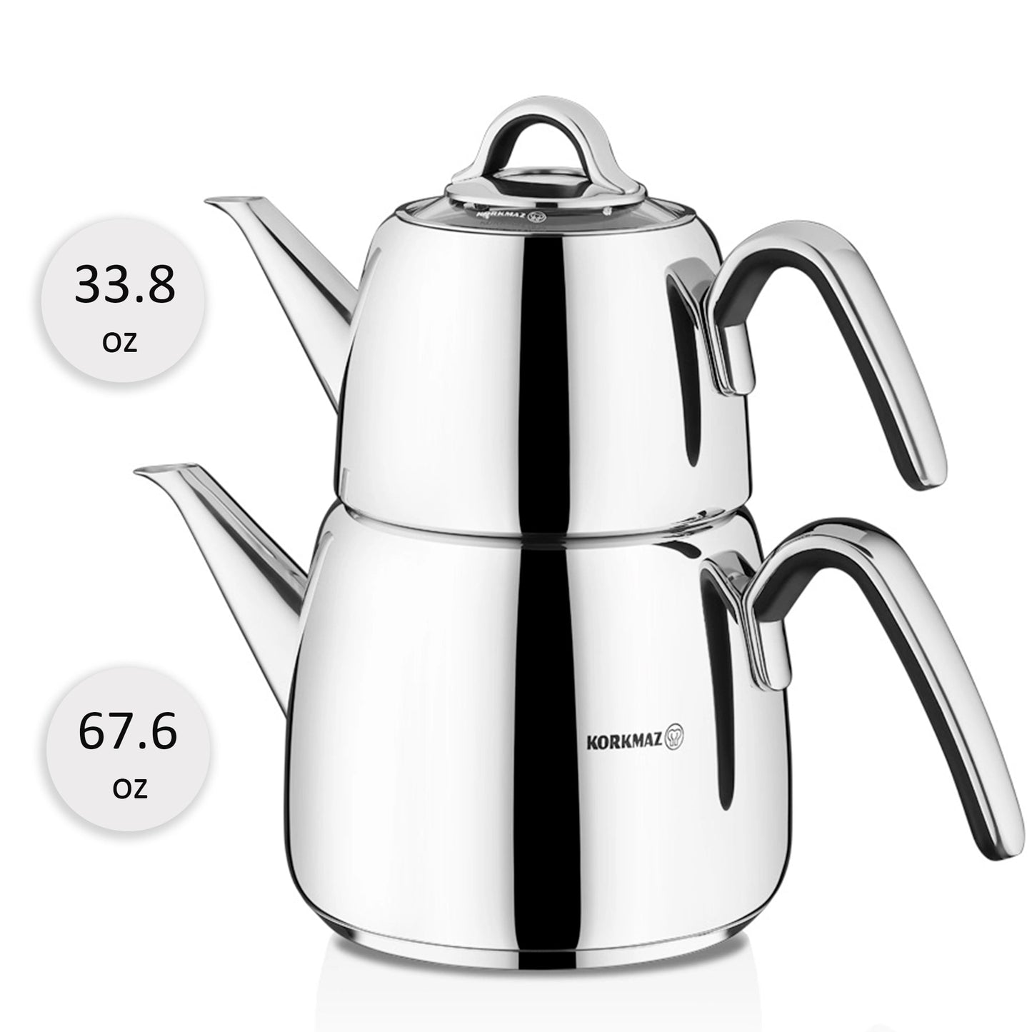 Induction Turkish Teapot Set with Self Strainer — Korkmaz Vertex