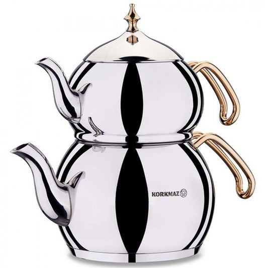 Turkish Teapot Set 3.3 Qt — Korkmaz Hanedan, Gold or Rosegold Handle