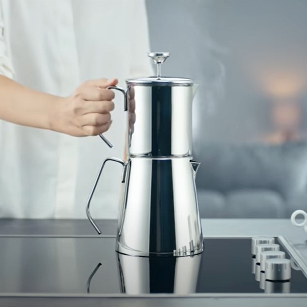 Turkish Teapot Set French Press Style — Korkmaz Aqua Stainless Steel
