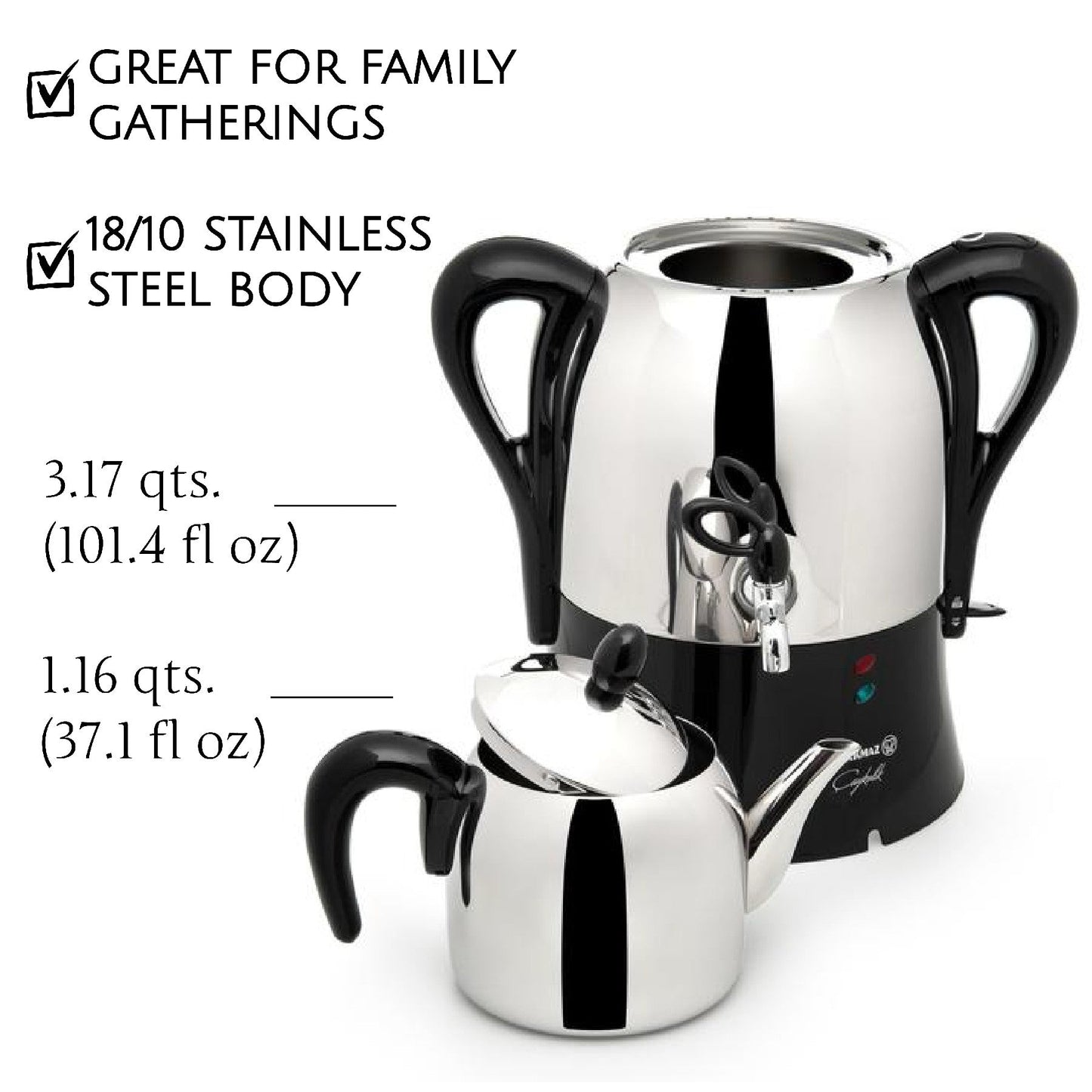 Electric Samovar Stainless Steel 4.1 L — Korkmaz Caykolik