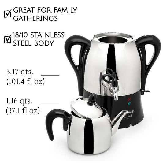 Electric Samovar Stainless Steel 4.1 L — Korkmaz Caykolik