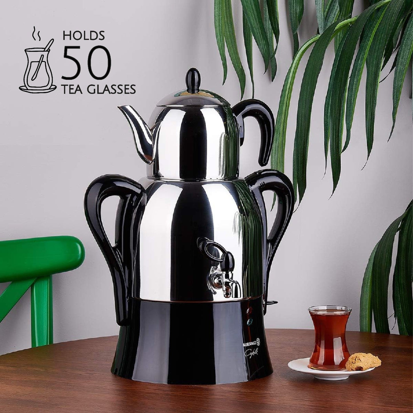 Electric Samovar Stainless Steel 4.1 L — Korkmaz Caykolik