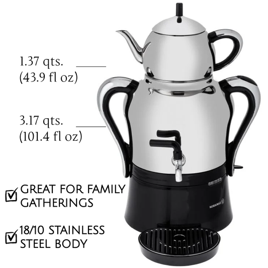 Electric Samovar Stainless Steel 4.3 L — Korkmaz Caykolik