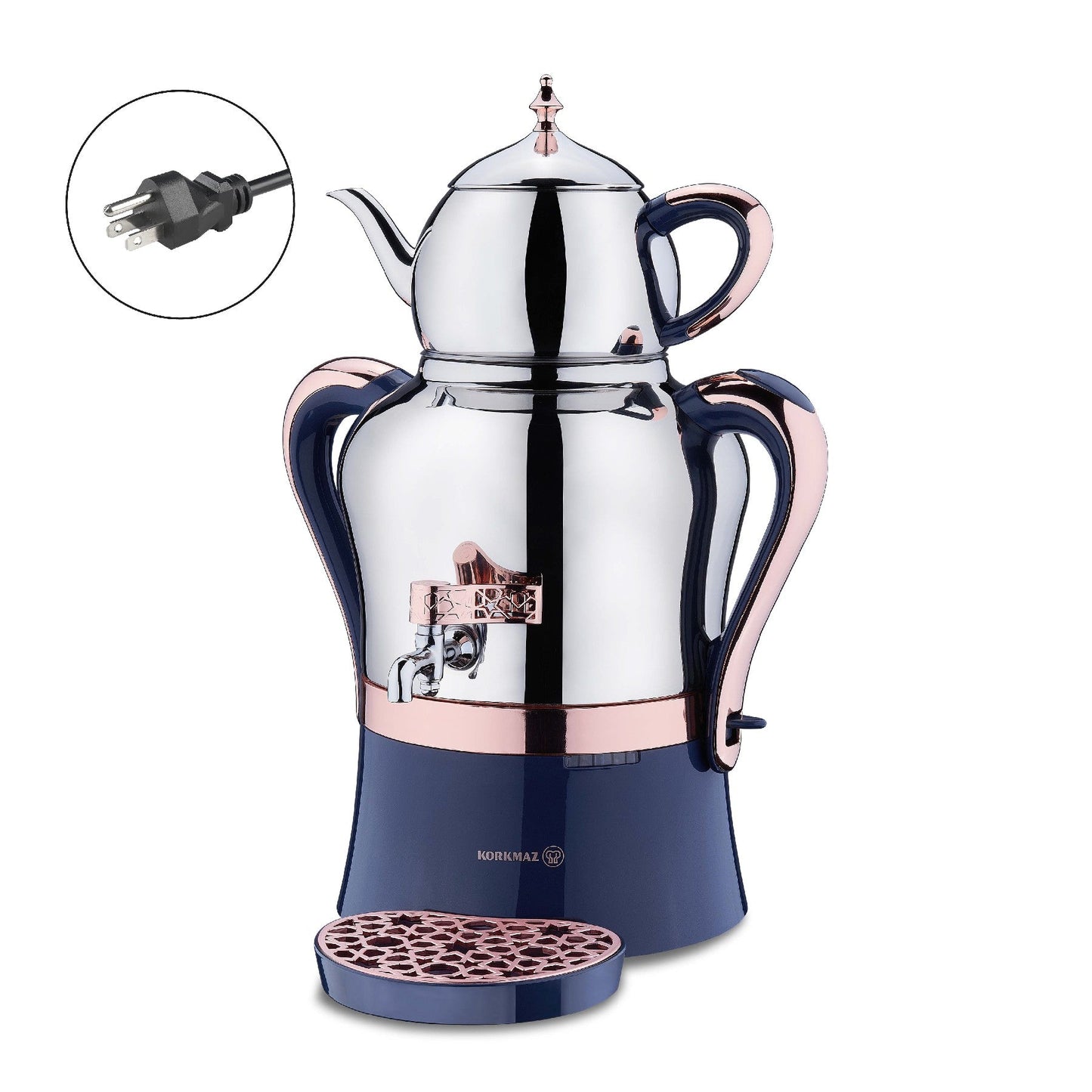 Electric Samovar Stainless Steel 4.8 L Premium — Korkmaz Hanedan