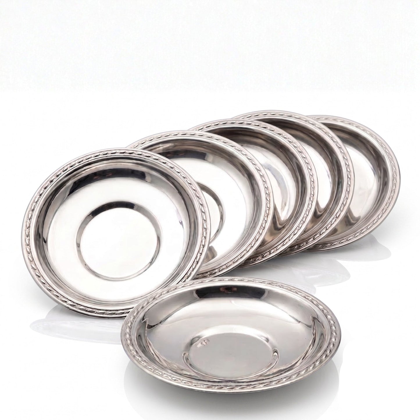 Stainless Steel Tea Saucers Set of 6 — , 4.3 Inch