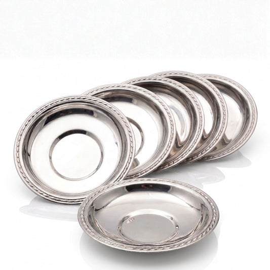 Stainless Steel Tea Saucers Set of 6 — , 4.3 Inch