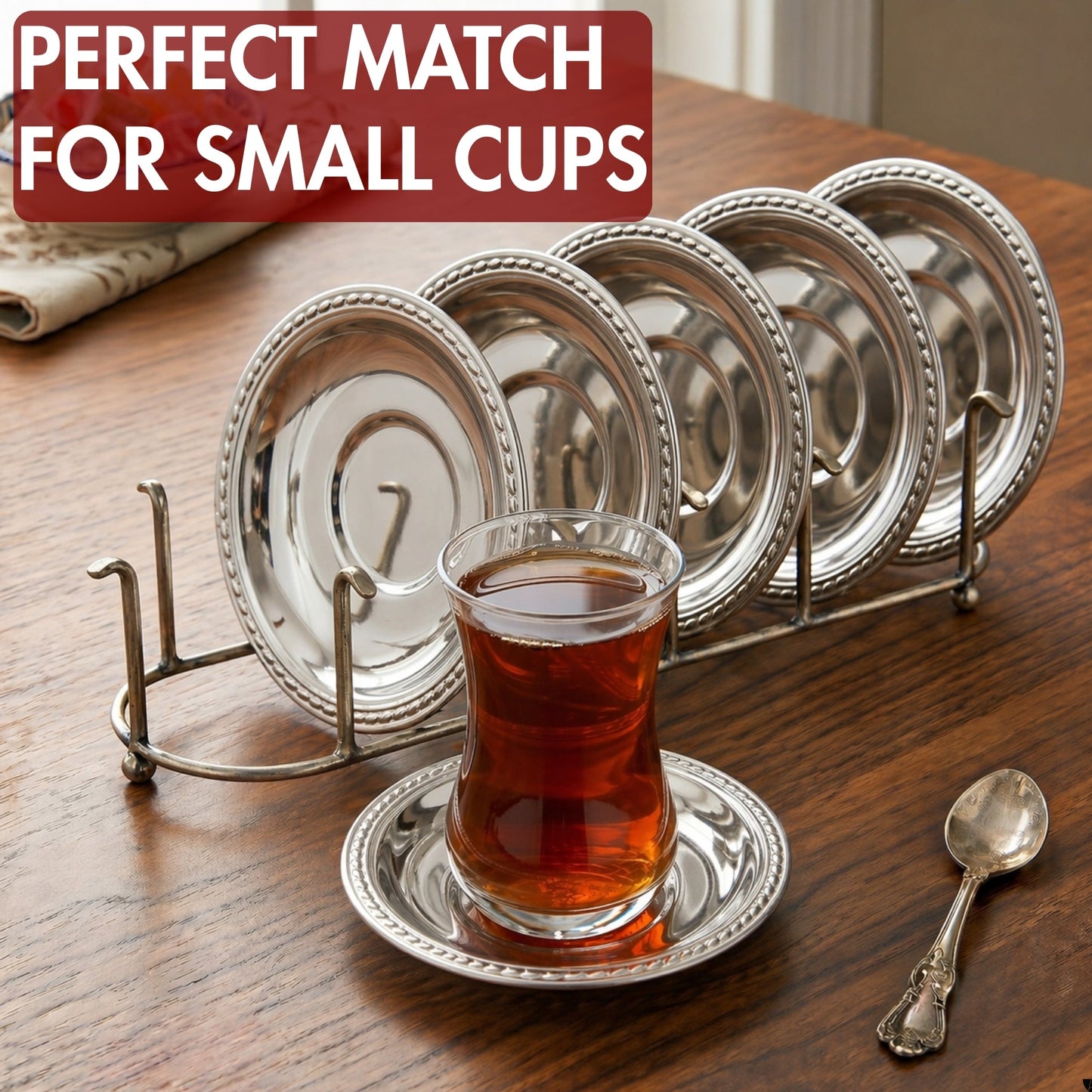 Stainless Steel Tea Saucers Set of 6 — , 4.3 Inch