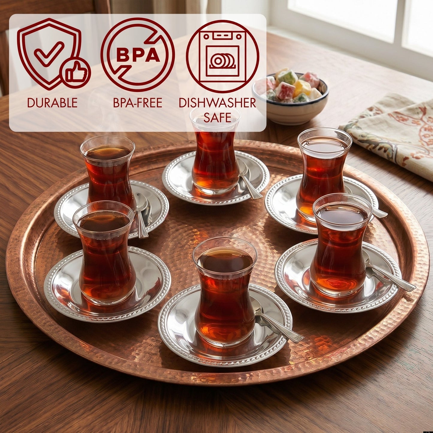 Stainless Steel Tea Saucers Set of 6 — , 4.3 Inch