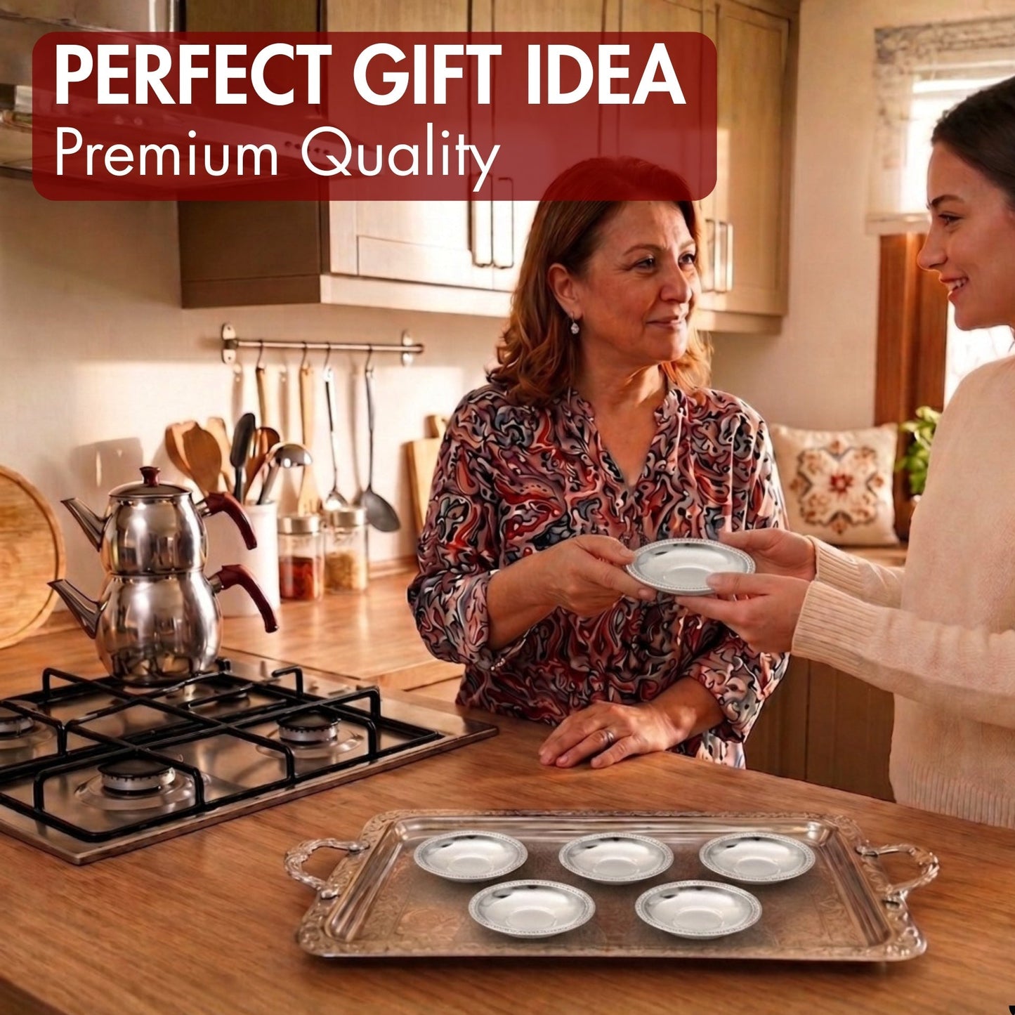 Stainless Steel Tea Saucers Set of 6 — , 4.3 Inch