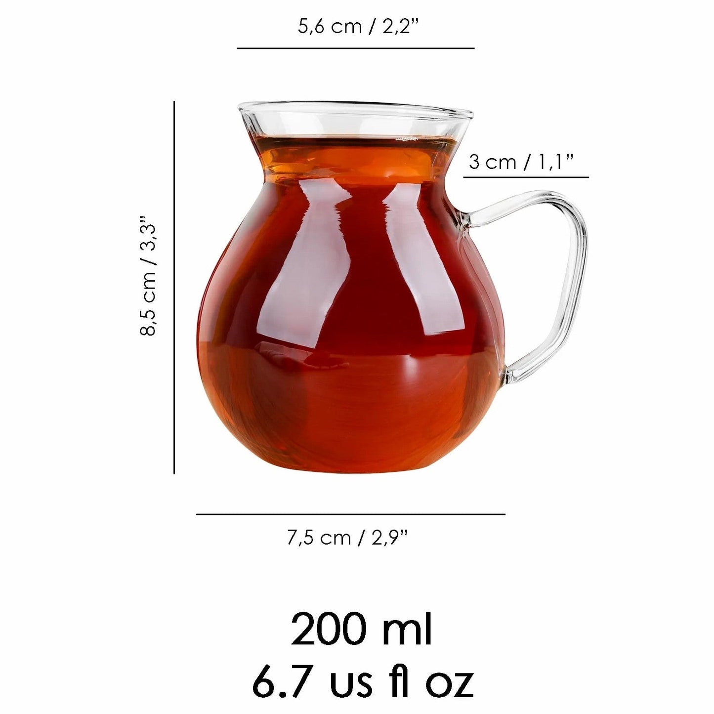 Turkish Tea Cup Set 3 Piece — Keyfi Ala, 6.7 Oz Large