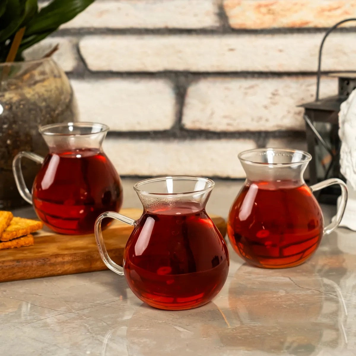 Turkish Tea Cup Set 3 Piece — Keyfi Ala, 6.7 Oz Large