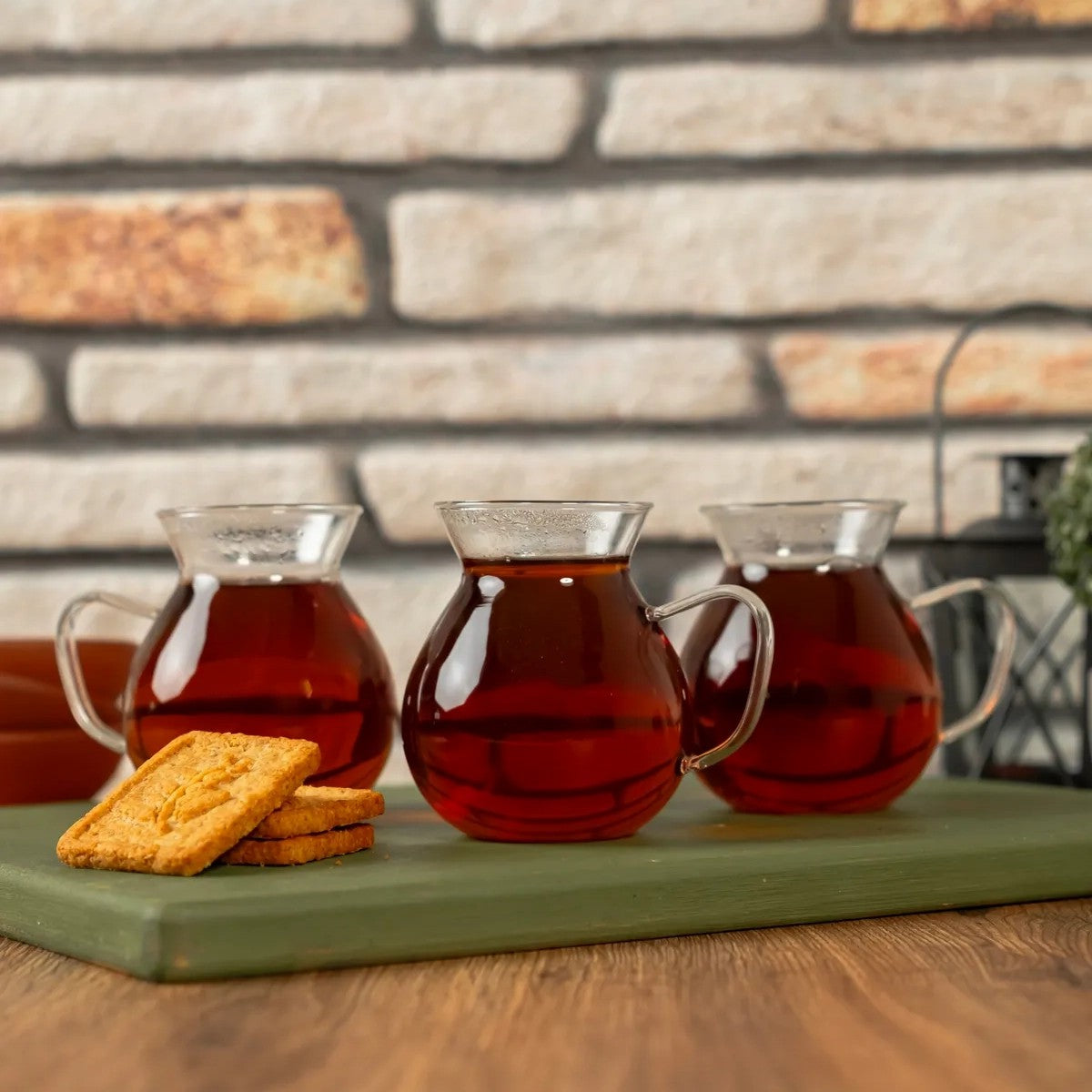 Turkish Tea Cup Set 3 Piece — Keyfi Ala, 6.7 Oz Large