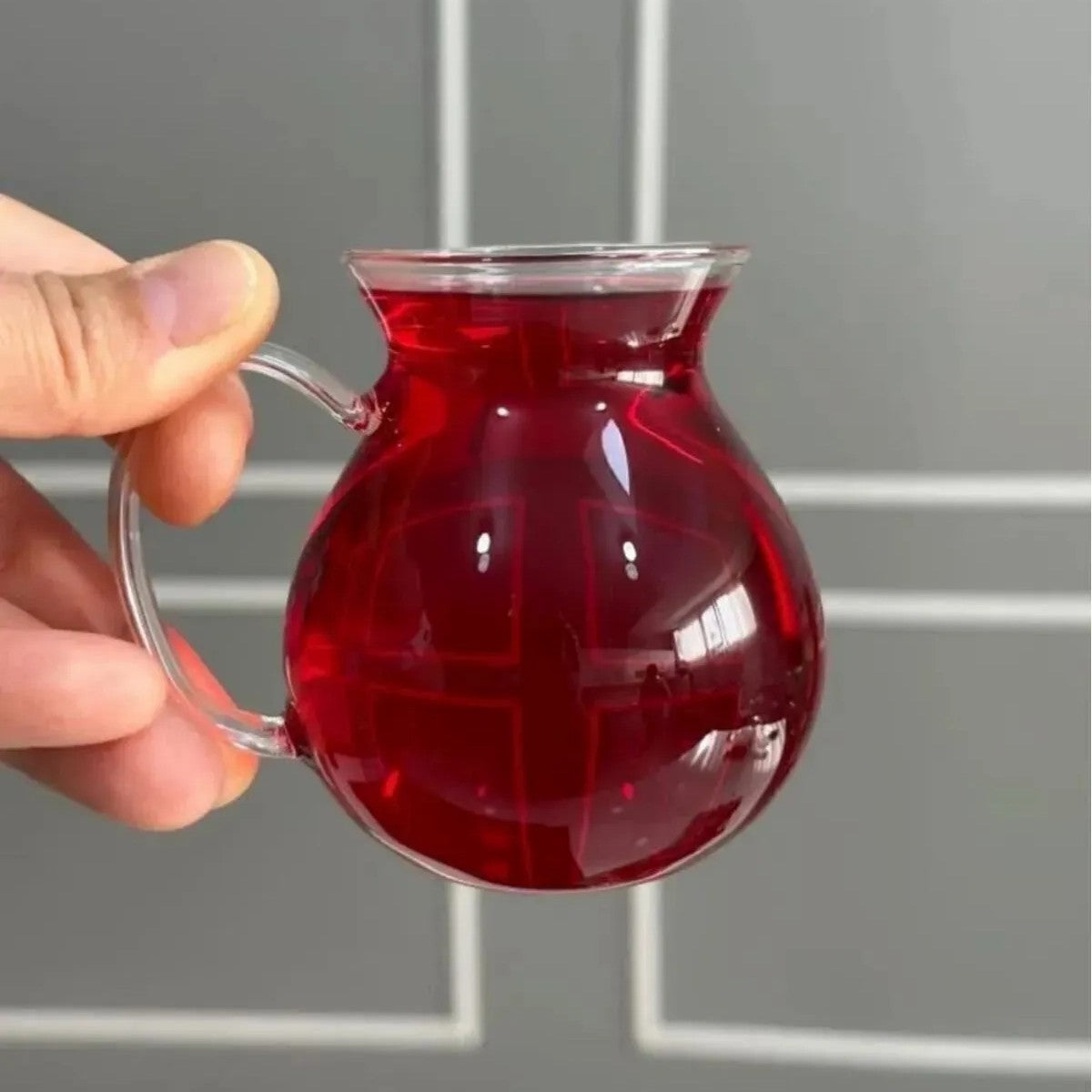 Turkish Tea Cup Set 3 Piece — Keyfi Ala, 6.7 Oz Large